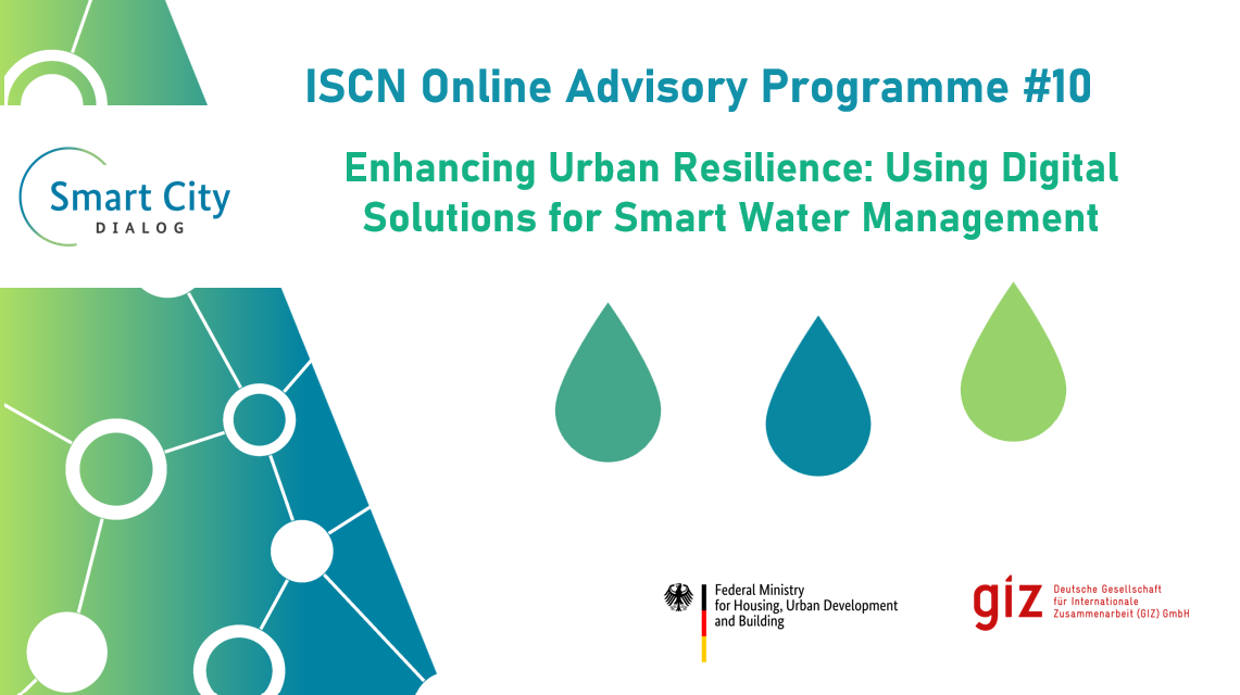 Deck slide with the title: Enhancing urban resilience, Using Digital Solutions for Water Management