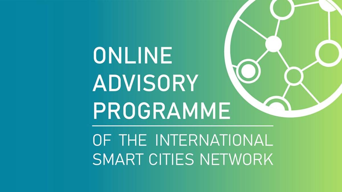 Eine Deckfolie beschriftet mit Online Advisory Programme of the International Smart Cities Network