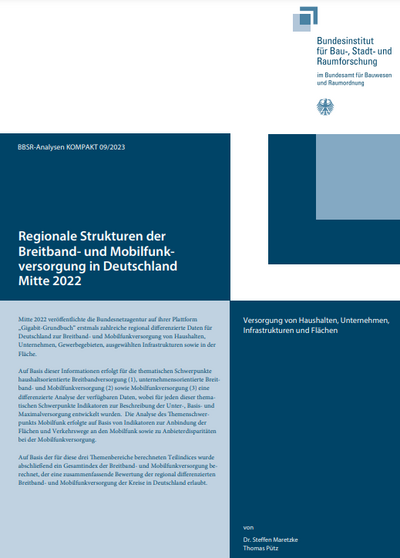 Regionale Strukturen der Breitband- und Mobilfunkversorgung in Deutschland Mitte 2022 Cover